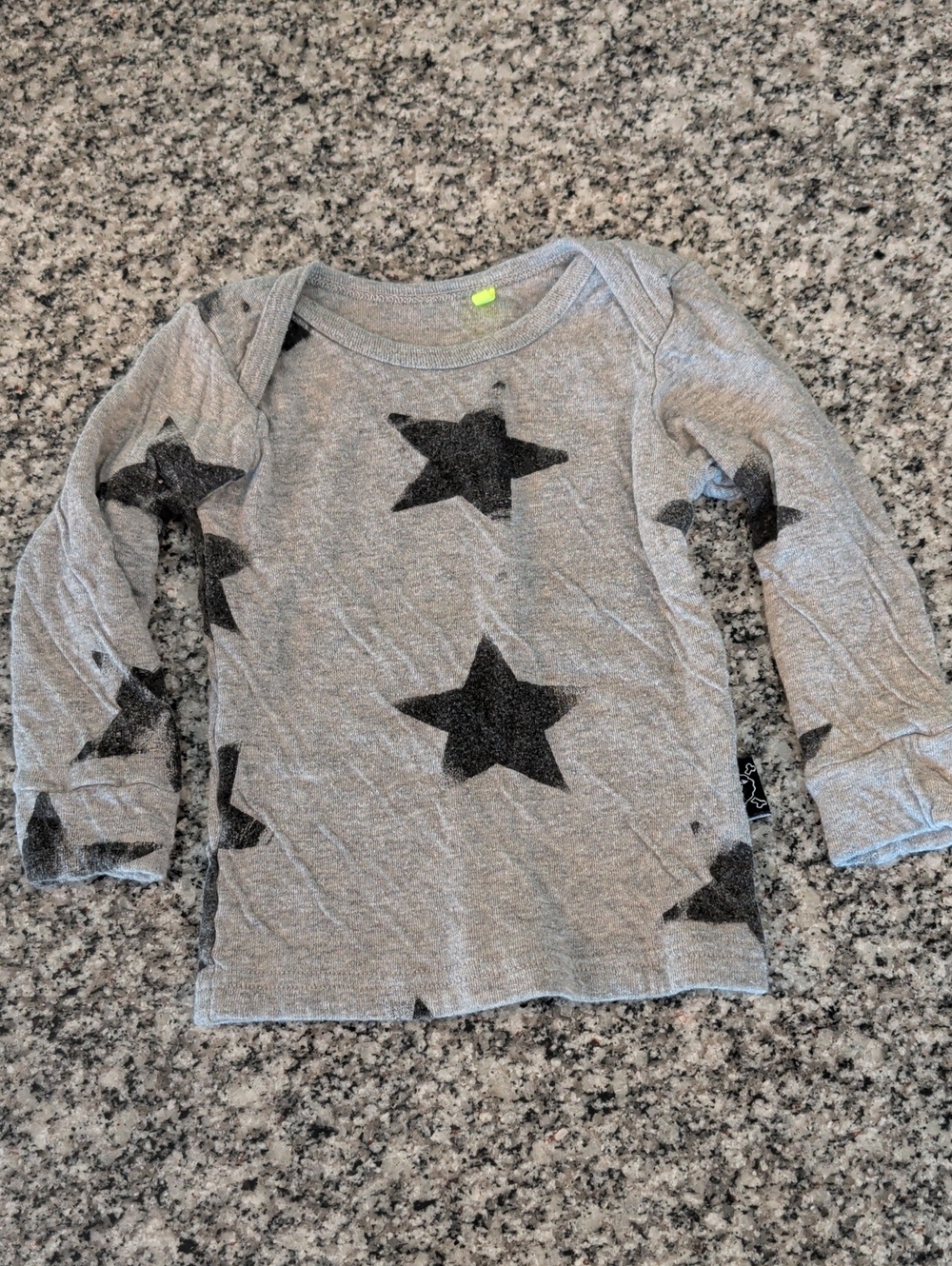 nununu Gray Long Sleeve Tee with Black Star Prints